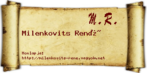 Milenkovits René névjegykártya